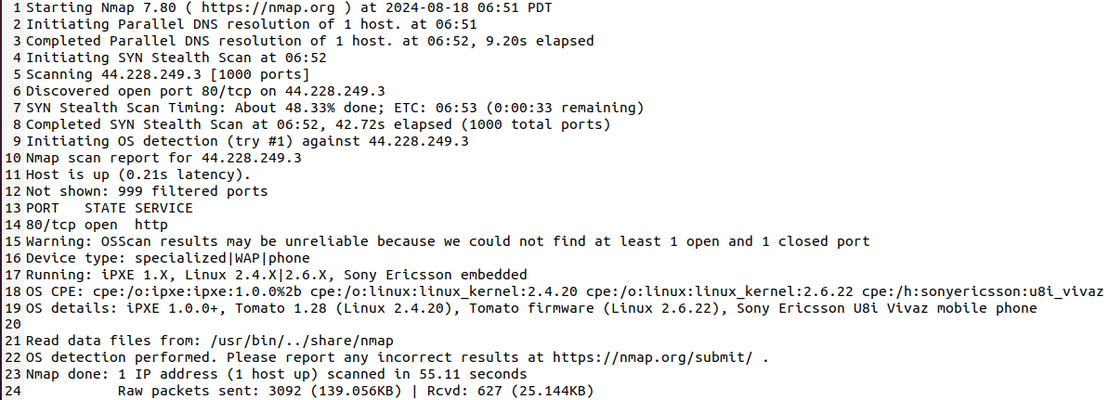 Identifyig OS with Nmap