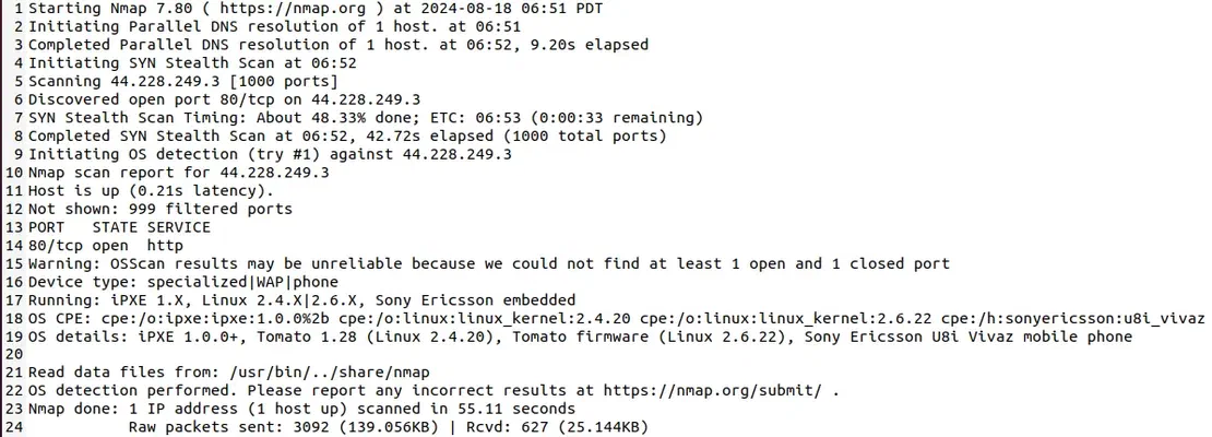 Identifyig OS with Nmap