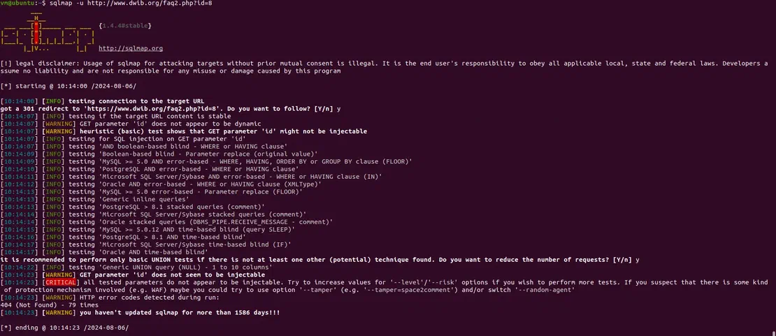 Detecting Vulnerabilitites with SQLmap