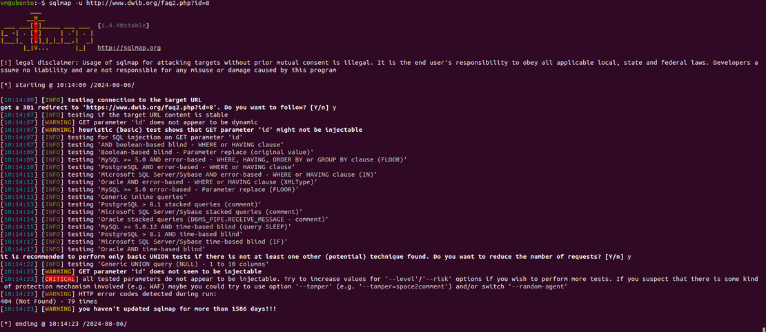 Detecting Vulnerabilitites with SQLmap