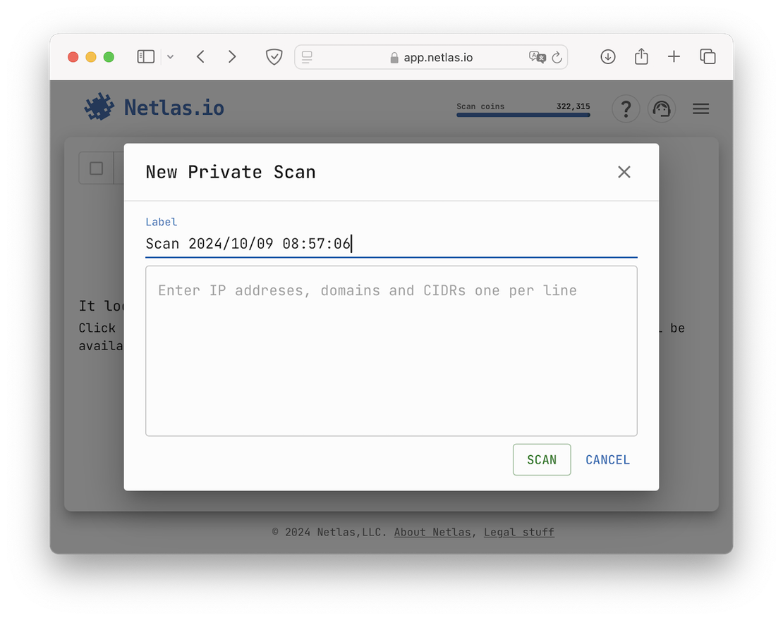 Form for entering scope