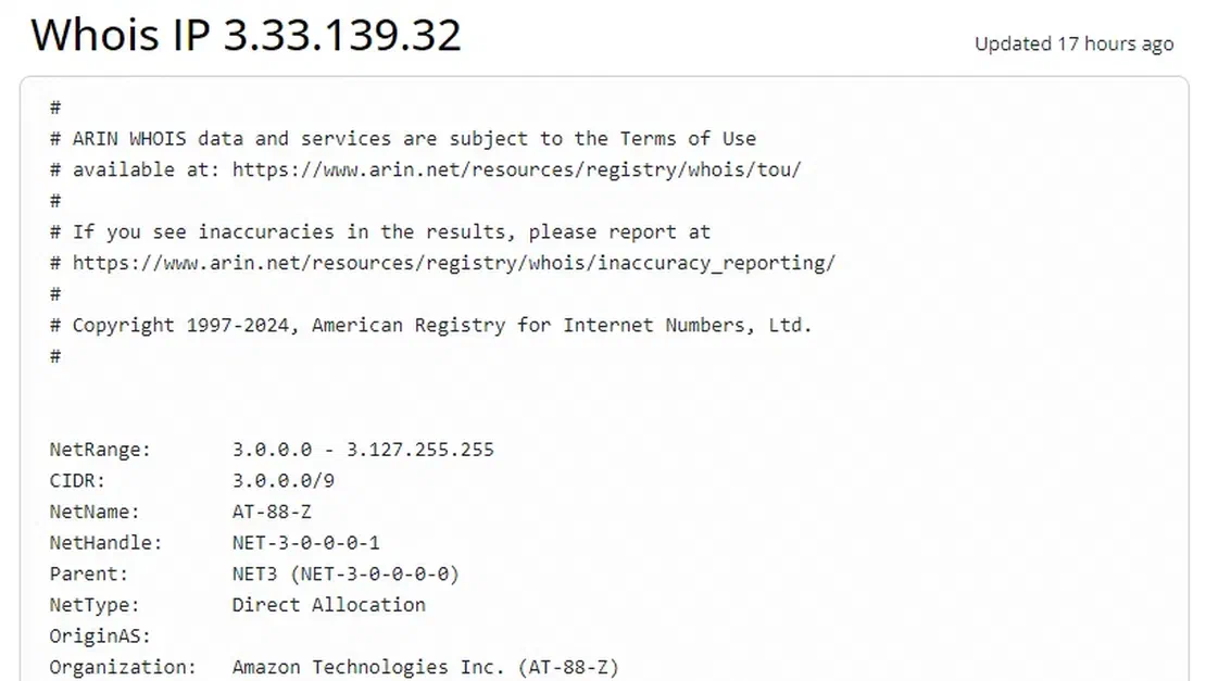 IP WHOIS check from whois.com