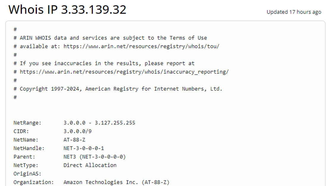 IP WHOIS check from whois.com
