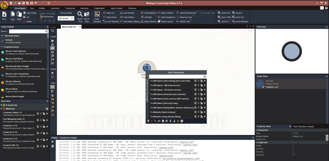 Maltego searches by node