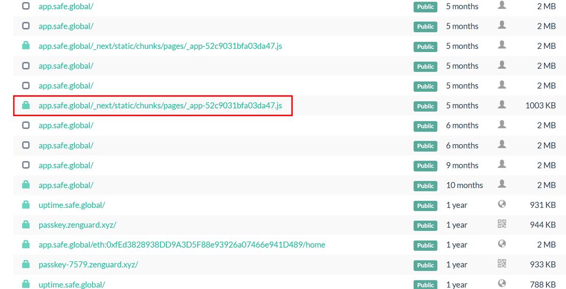URLScan screenshot with altered JS