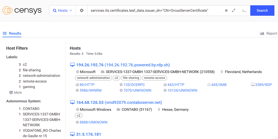 Orcus RAT Censys Search