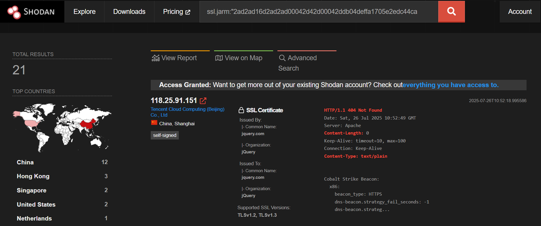 Cobalt Strike Shodan jquery