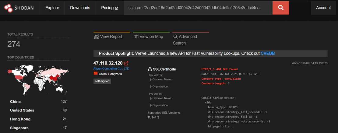 Cobalt Strike Shodan Search