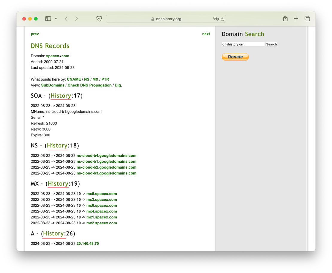 dnshistory history buttons