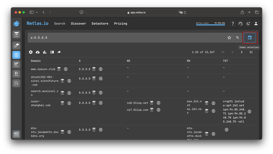 Button for choose other scan