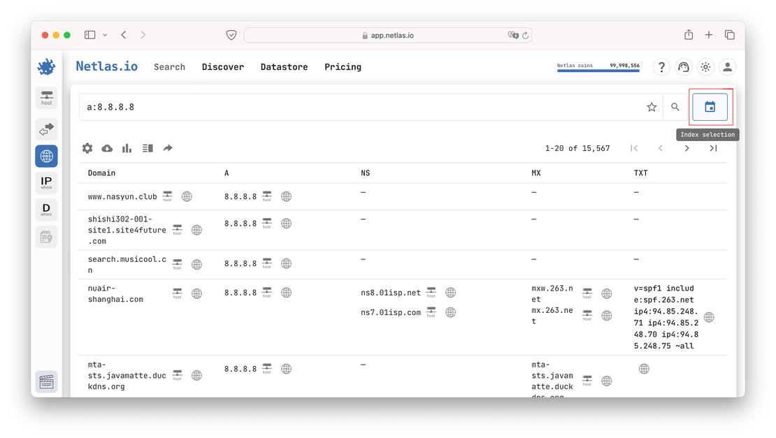 Button for choose other scan
