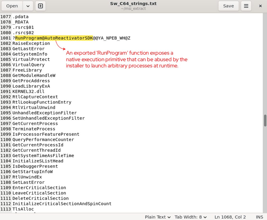 RunProgram String