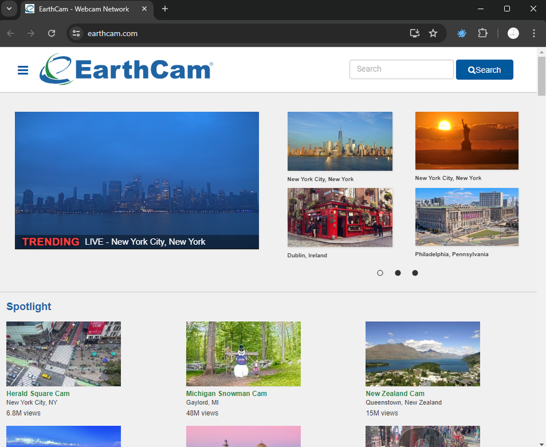 EarthCam main page