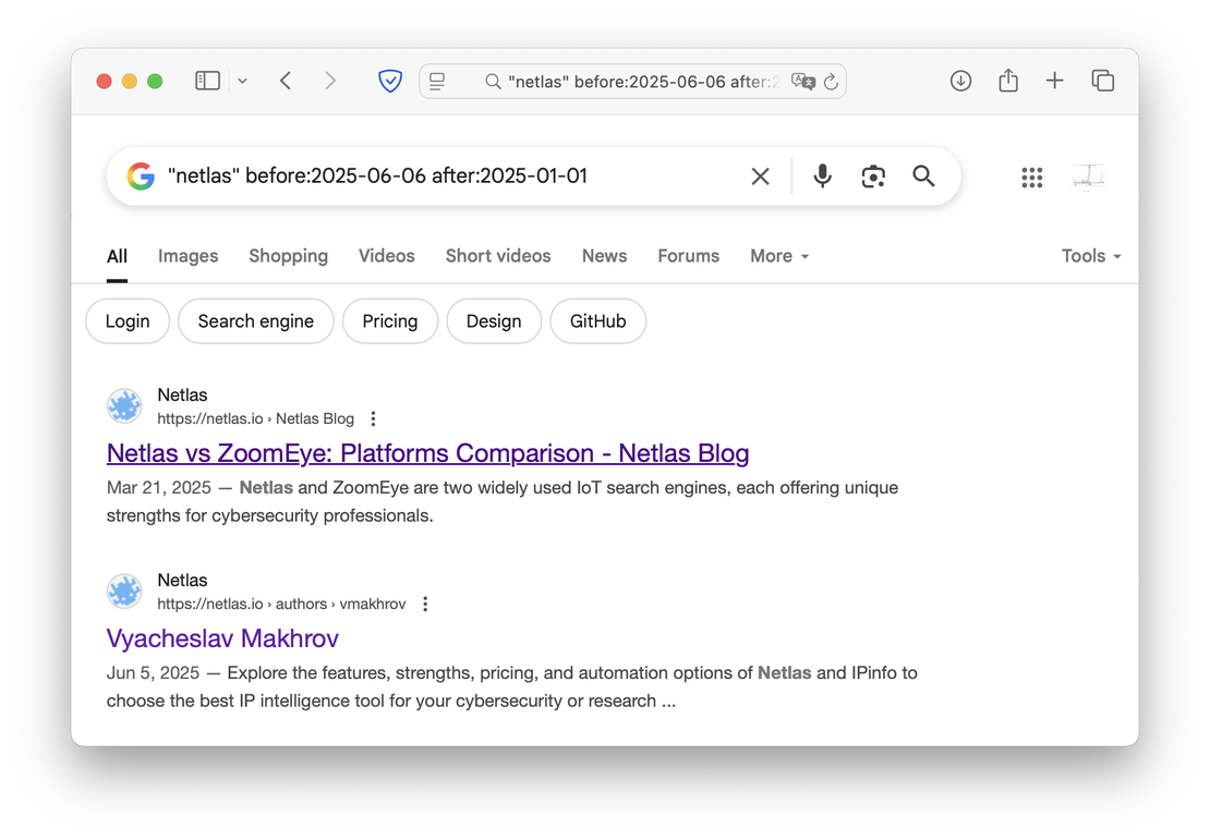 Using after/before dork