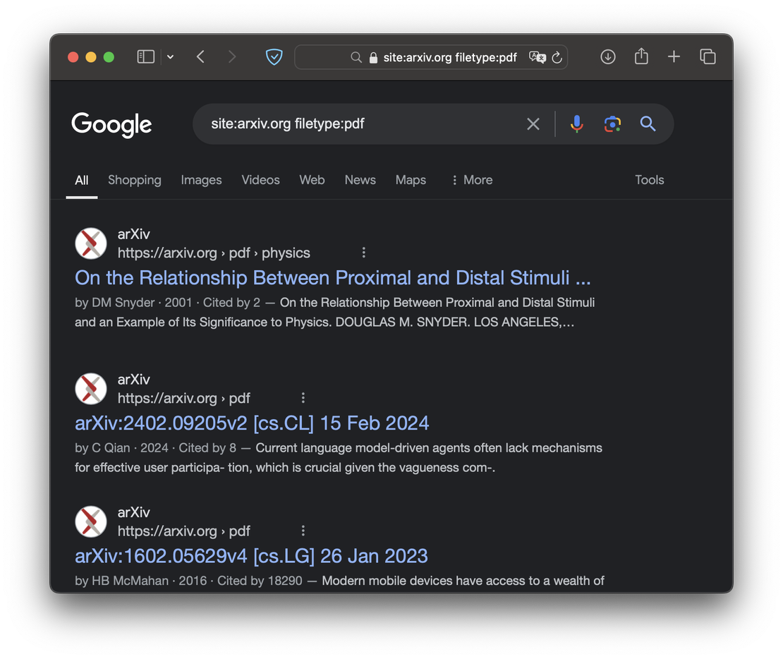 Searching for documents on specific site