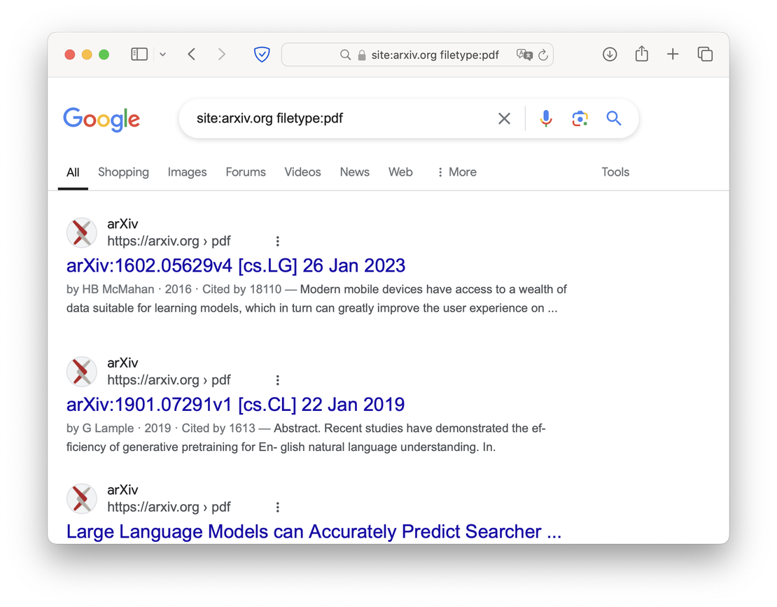 Searching for documents on specific site
