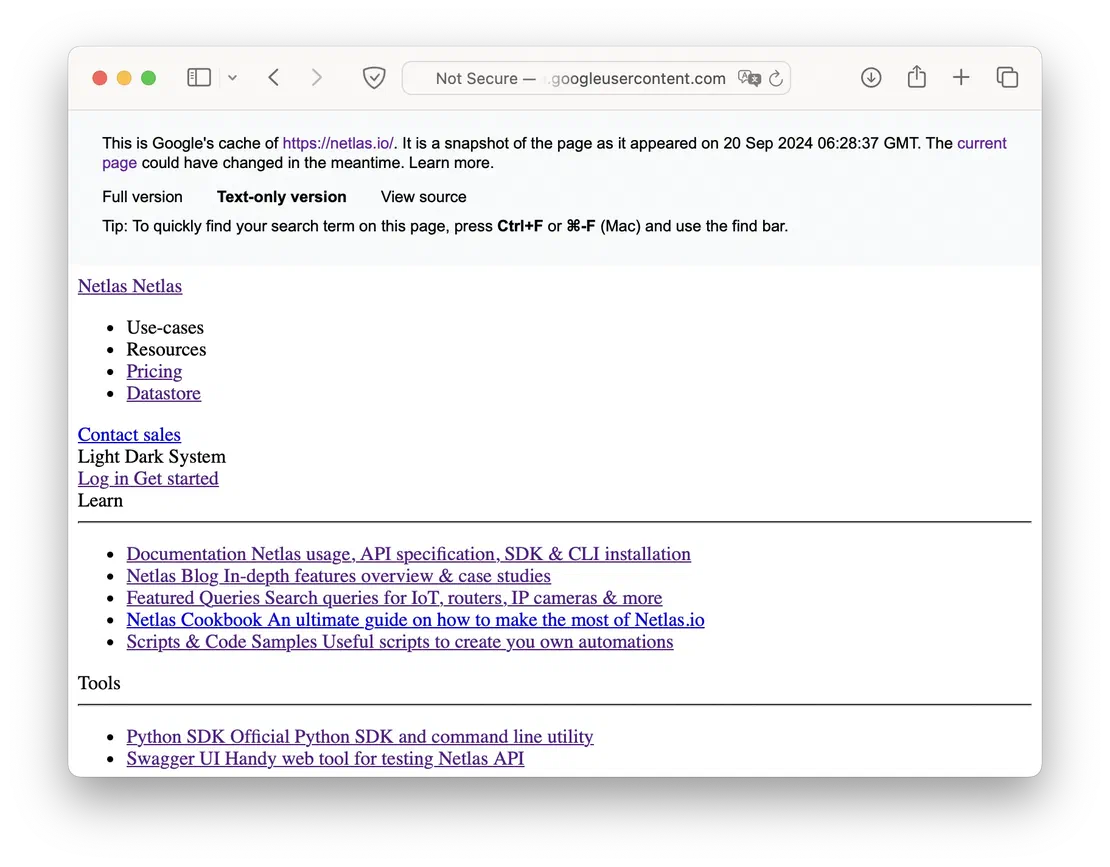 Using cache dork