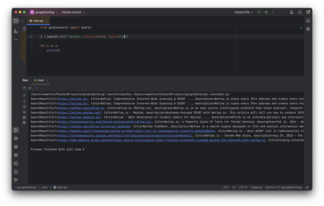 First script results