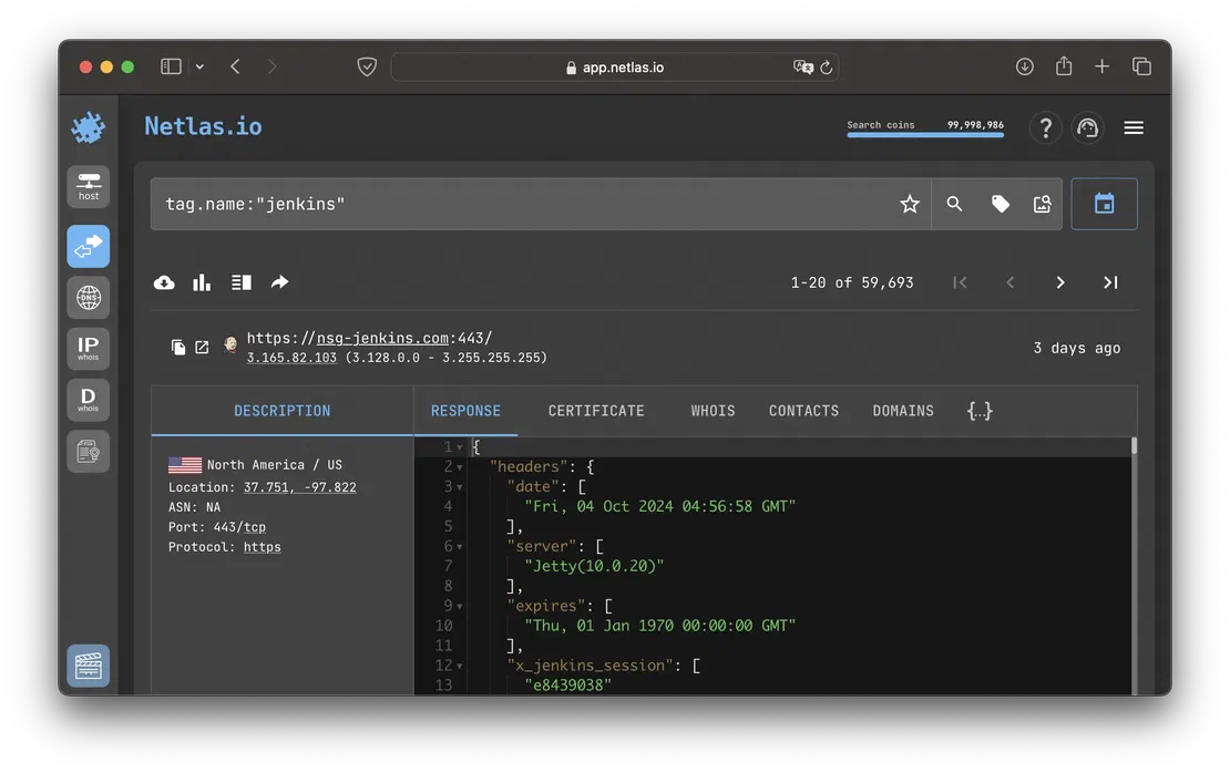 Search by software in Netlas