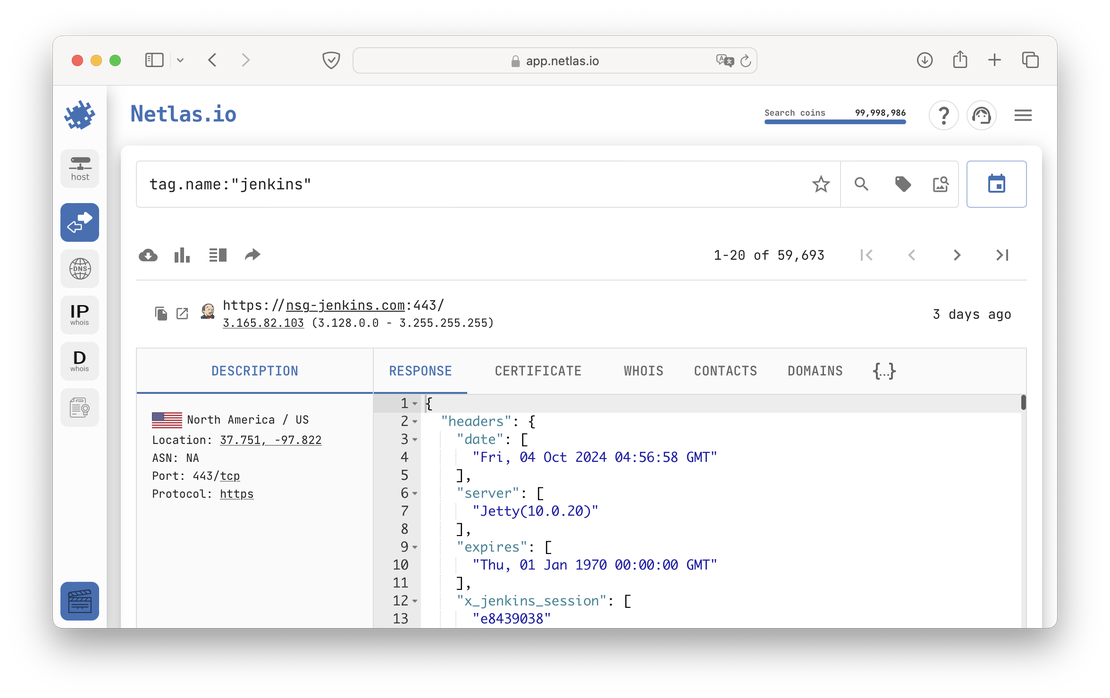 Search by software in Netlas
