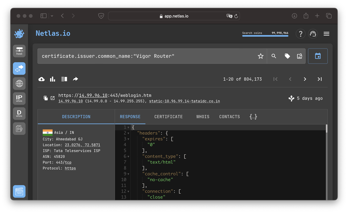 Search by SSL fields in Netlas