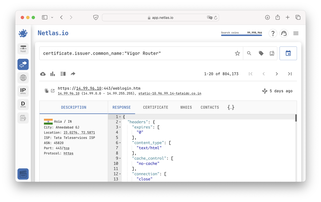 Search by SSL fields in Netlas