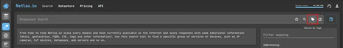 Tag button on the site