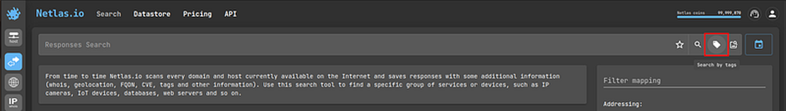 Tag button on the site