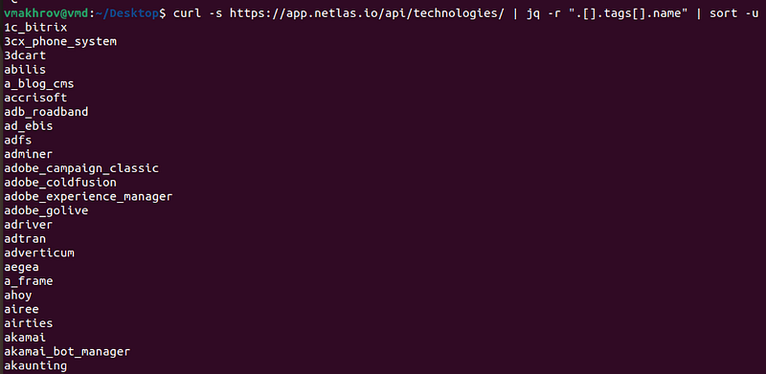 Command usage example