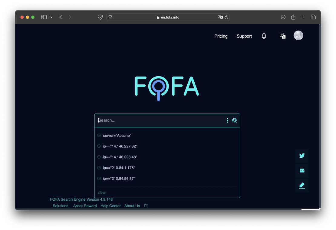 Fofa Search Suggestions