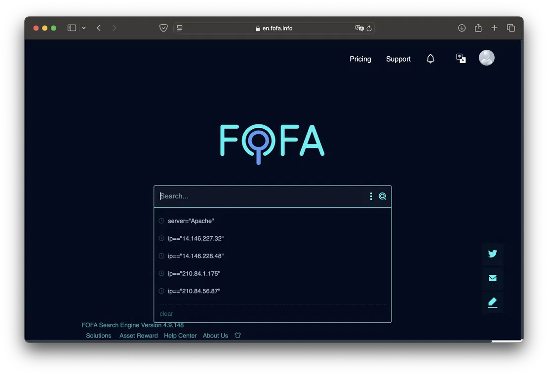 Fofa Search Suggestions