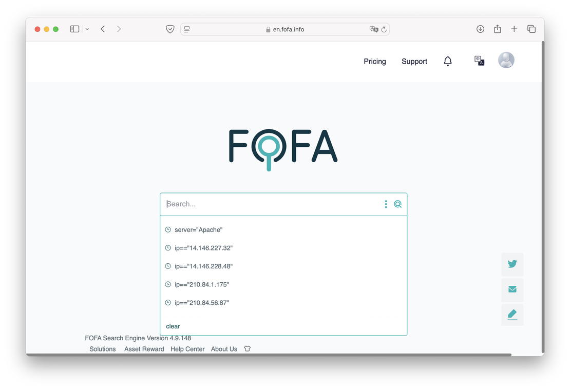 Fofa Search Suggestions