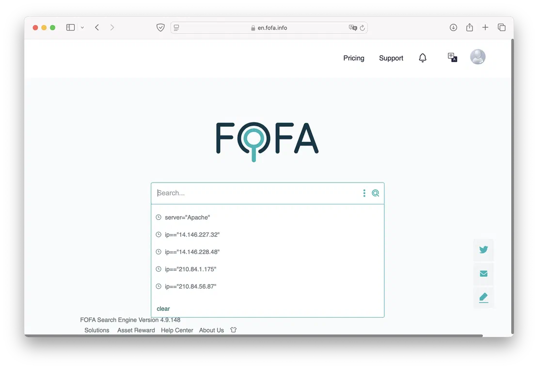 Fofa Search Suggestions