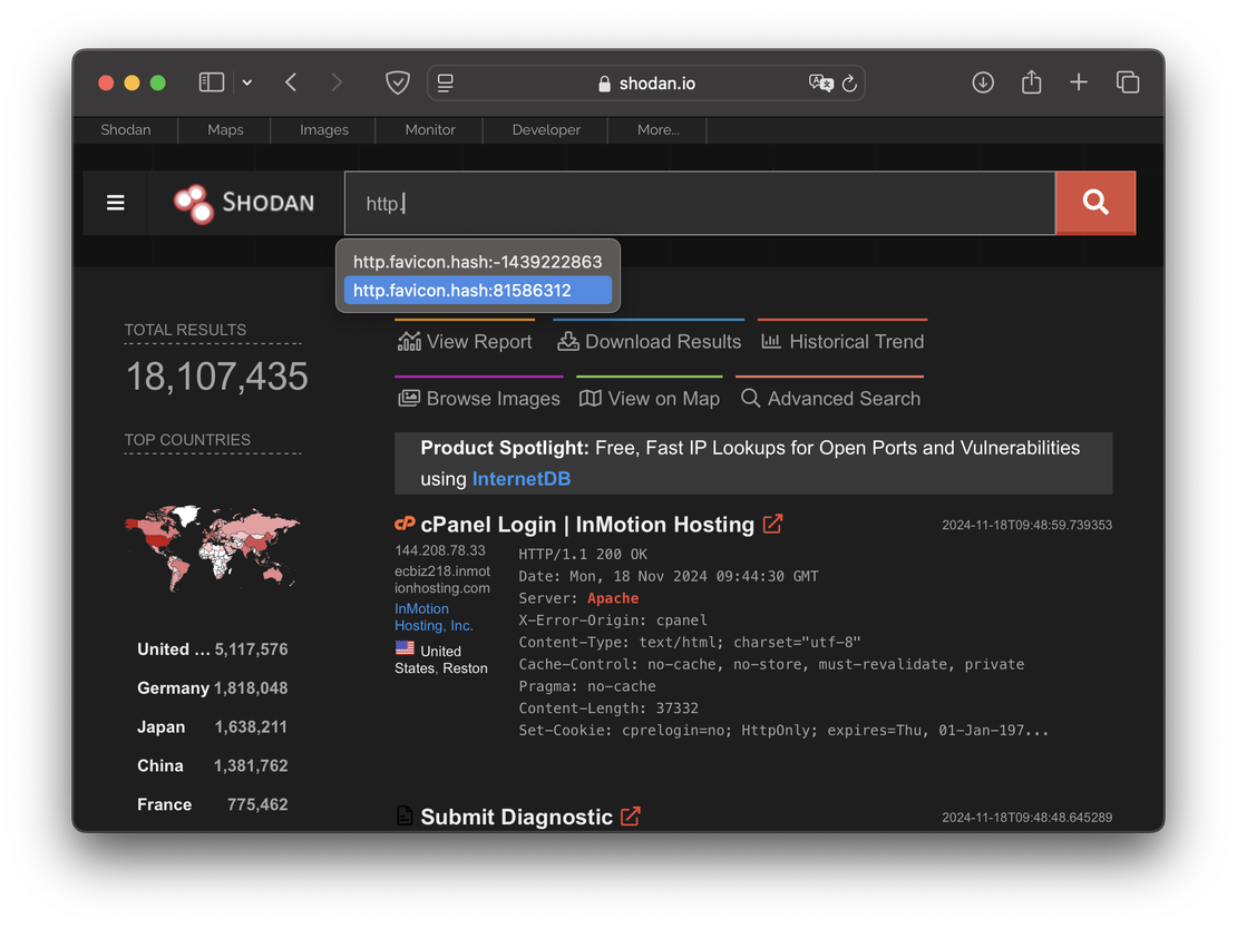Shodan Search Suggestions