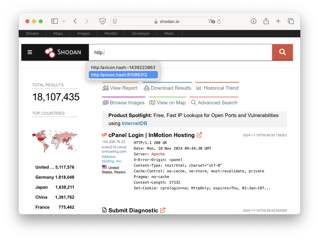 Shodan Search Suggestions