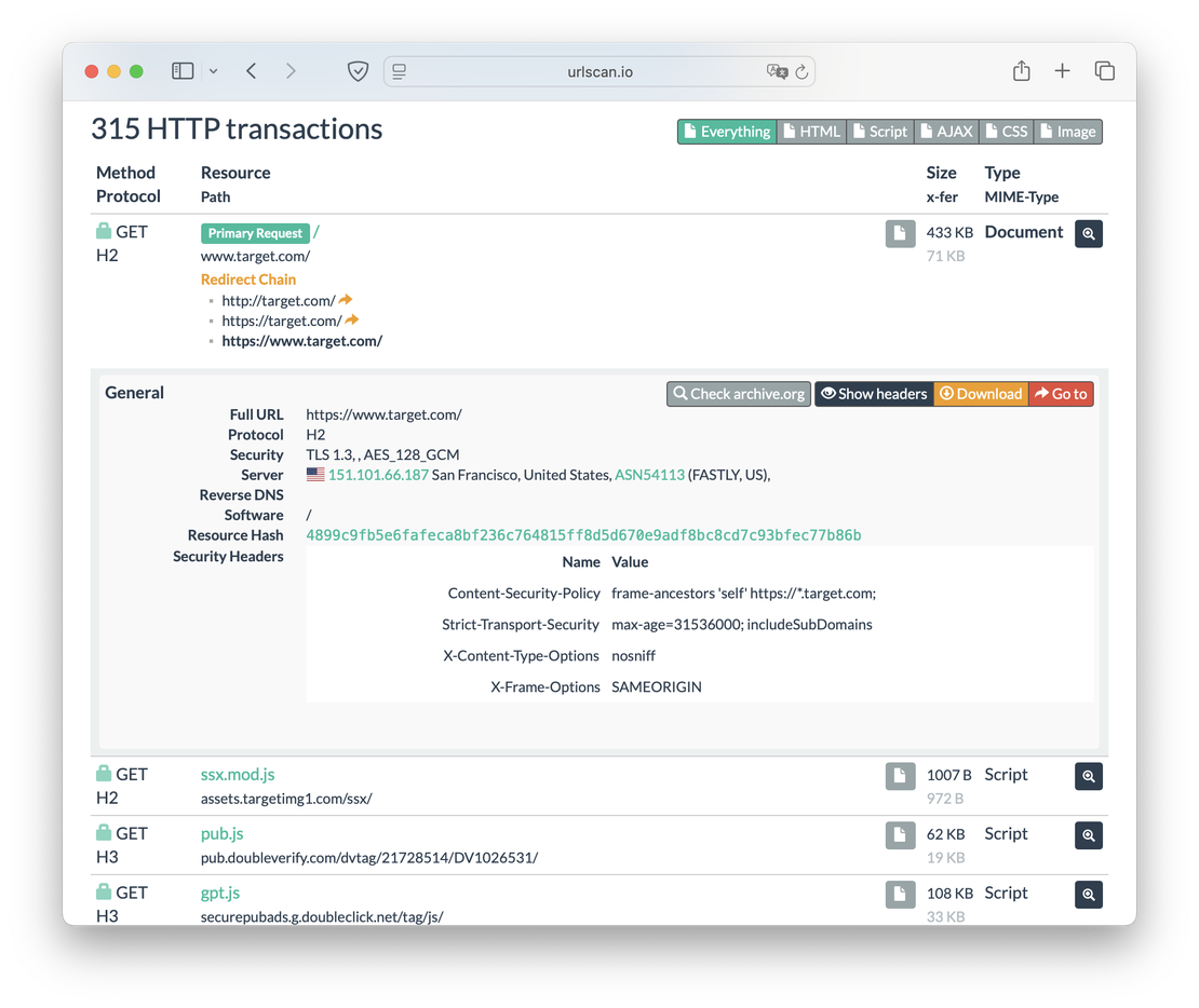 Target.com Transactions