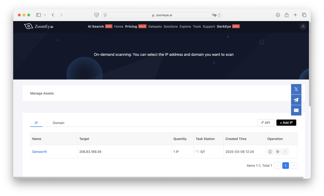 ZoomEye On-Demand Scanning