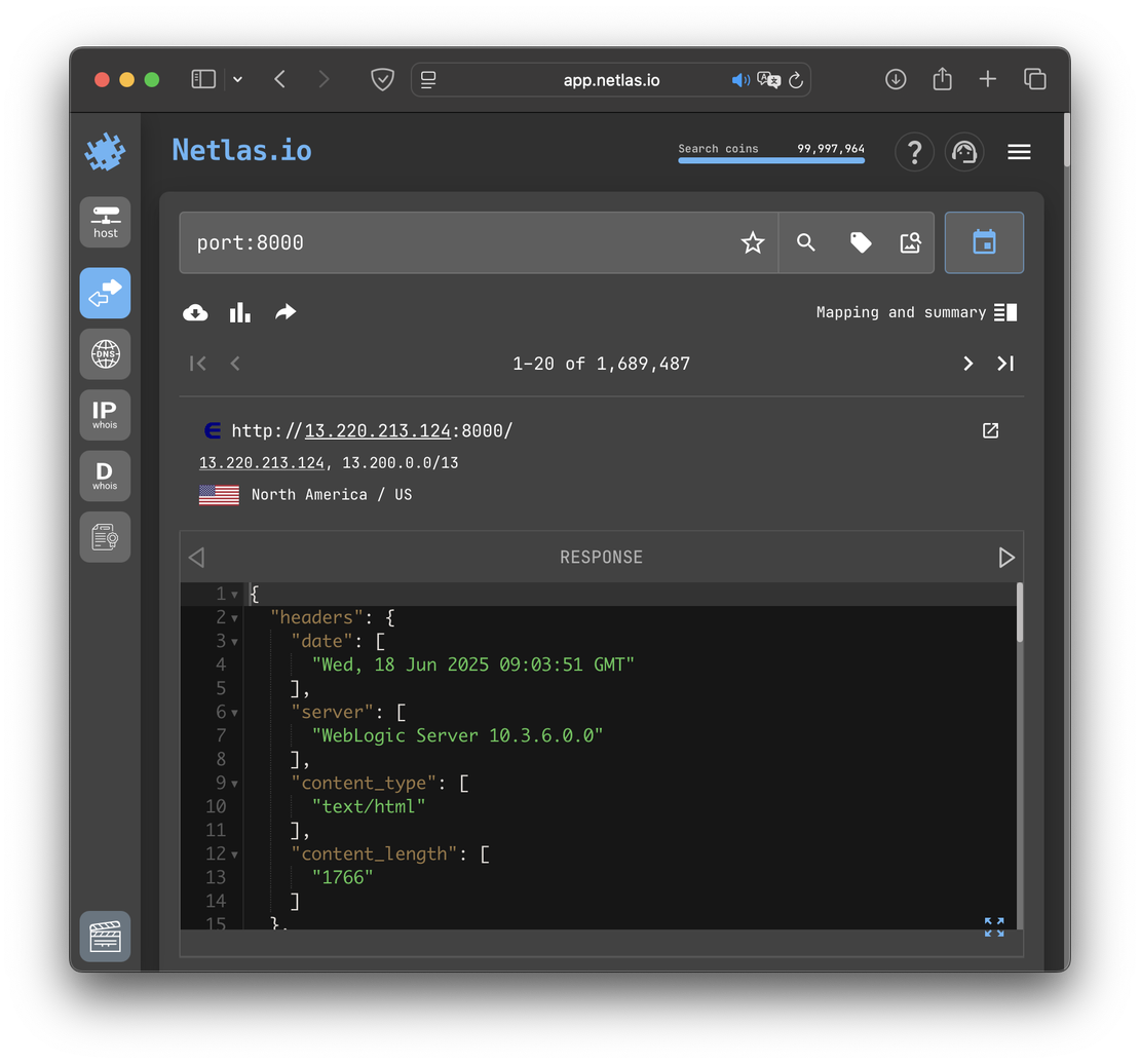 Netlas 8000 port Responses
