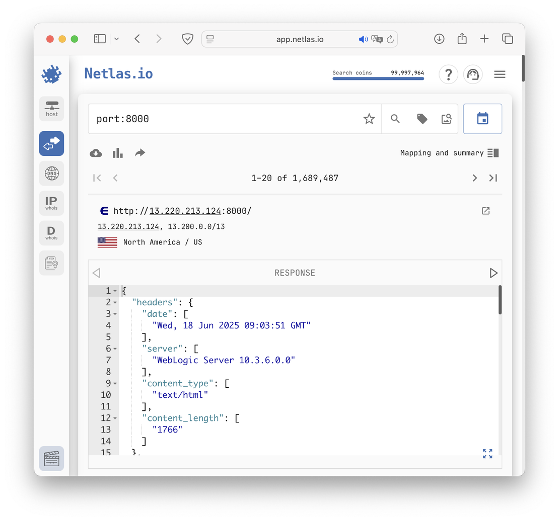 Netlas 8000 port Responses