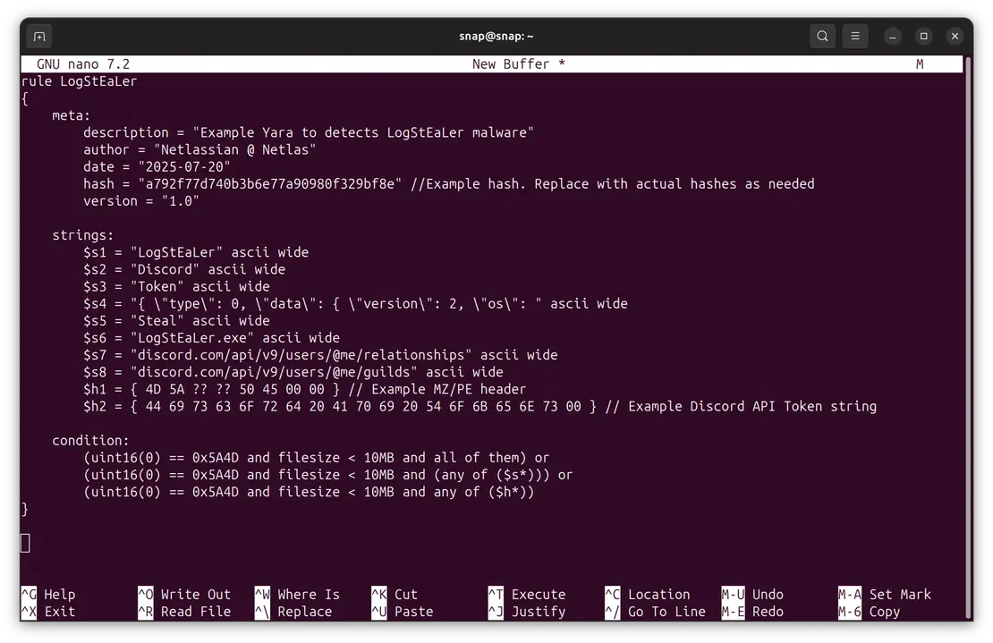 YARA Example - Detect LogStealer
