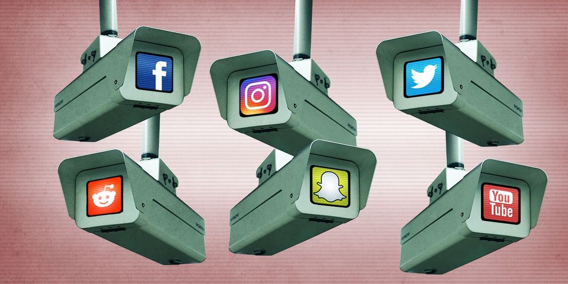 Image of cameras scanning social media networks