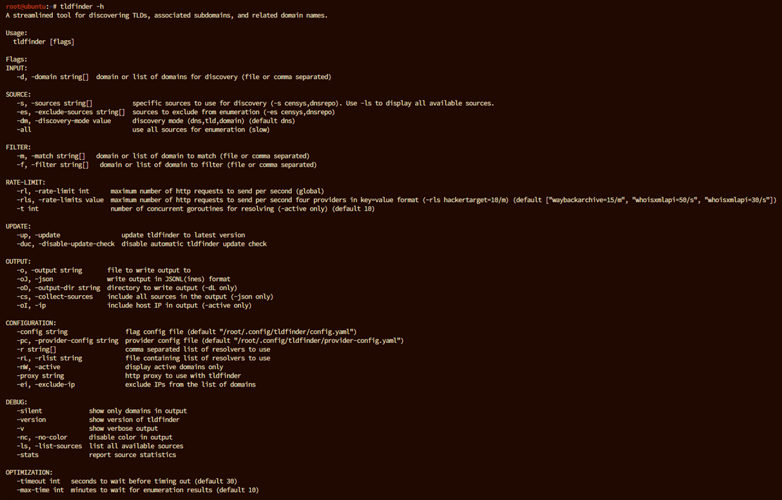 tldfinder commands