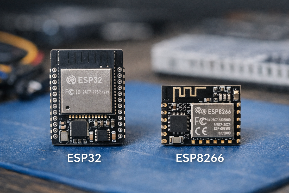 ESP32 and ESP8266 Wi-Fi microcontroller boards used in DIY security testing (board photo)
