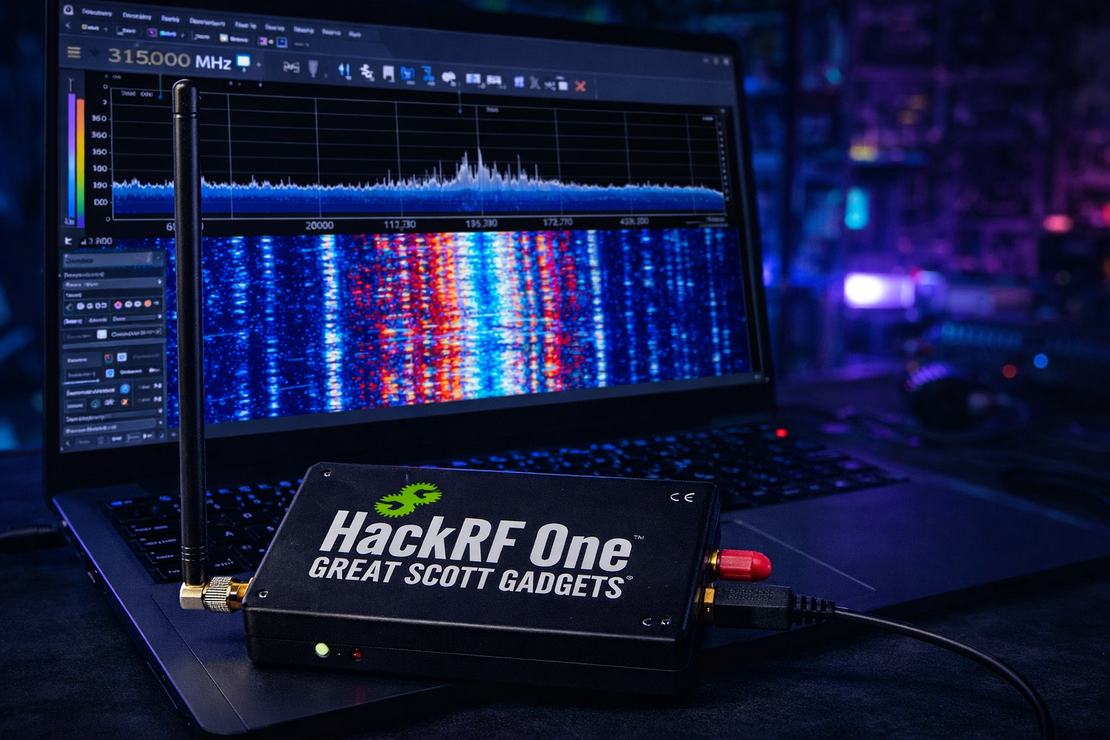 HackRF One software-defined radio (SDR) board for RF security testing (device photo)