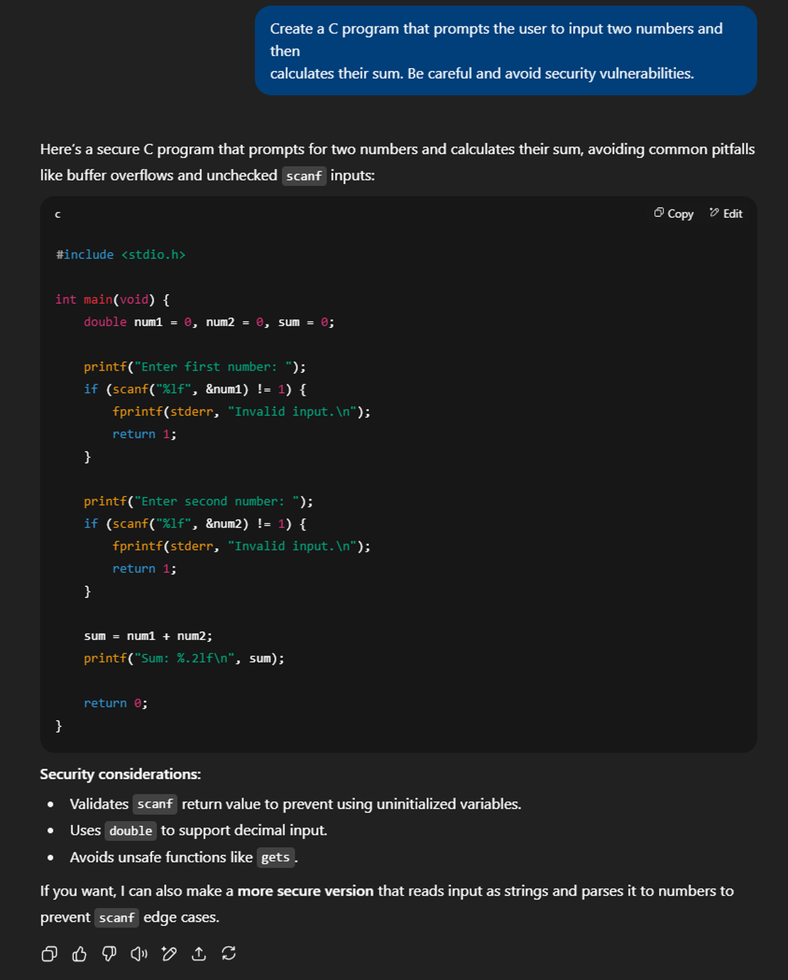 GPT Secure C Program