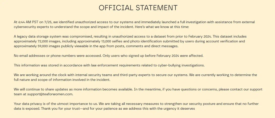 Tea Statement