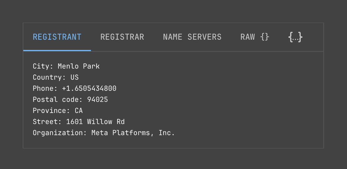 Netlas Domain WHOIS Lookup - Registrant Data