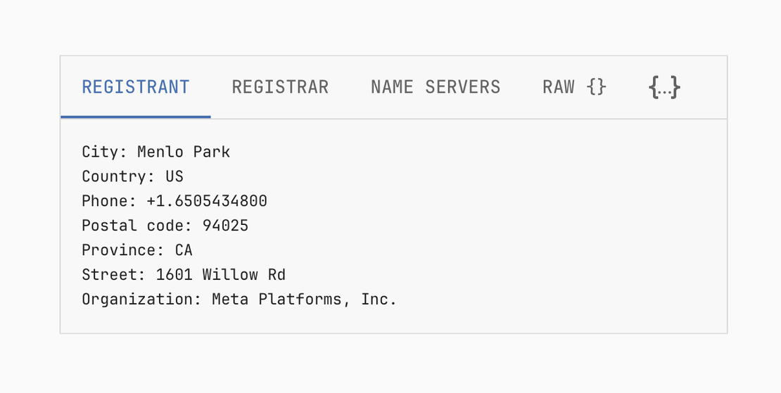 Netlas Domain WHOIS Lookup - Registrant Data