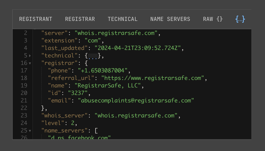 Netlas Domain WHOIS Lookup - Registrar Data