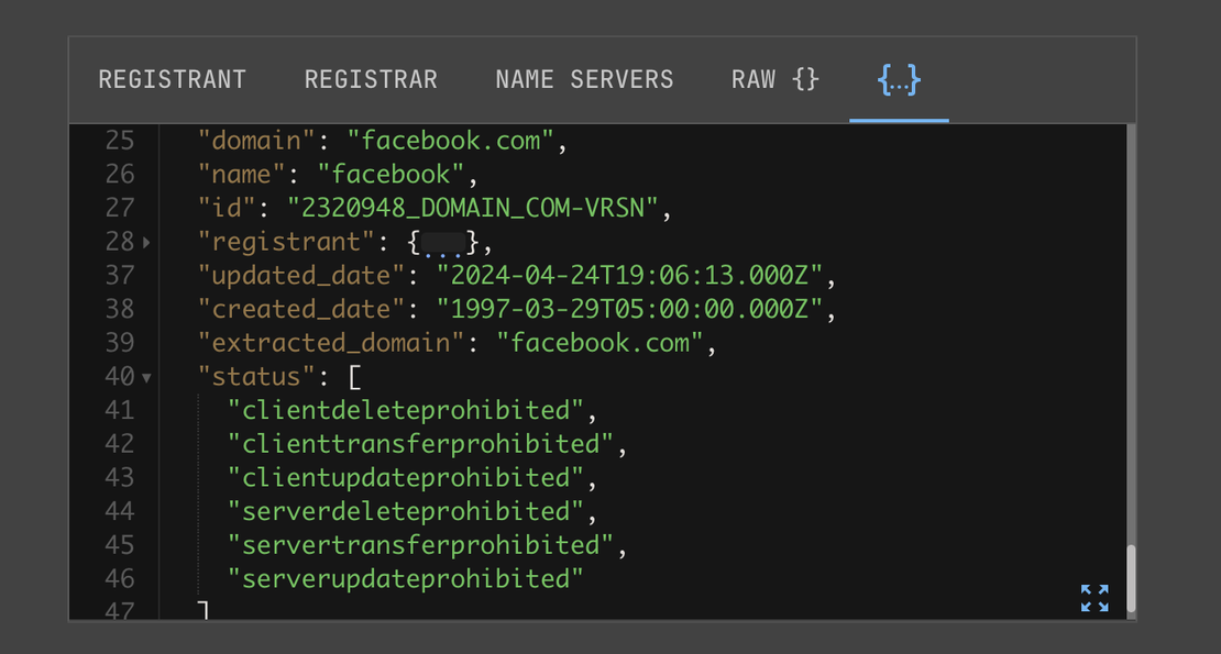 Netlas Domain WHOIS Lookup - Status Restrictions